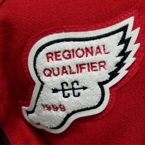 Vintage 1999 Gould Sports Red Wool Blend Letterman Jacket Size XL w/ Patches - Picture 5 of 9